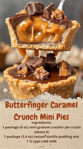 Butterfinger Caramel Crunch Mini Pies | Cakecrafted Recipes