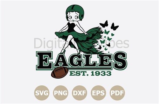Betty Boop Butterfly Eagles Football SVG, American Sports Game Day Cheerleading Clipart (svg, Png, Dxf, Eps, Pdf) - Etsy
