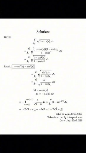 Integral | Beginner | Day 45/92 of solving calculus every day until summer ends