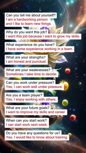 Simple Job Interview English | 10 Question & Answer Practice