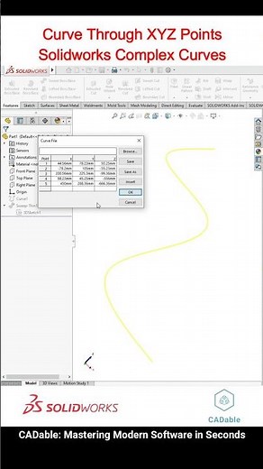 Curve Through XYZ Points - Solidworks Complex Curves #curvethroughxyzpoints #solidworkscomplexpipe