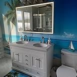 20''x26'' Recessed or Surface Lighted Medicine Cabinet with Mirror, 3 Color Dimmable Anti-Fog Bathroom LED Medicine Cabinet Mirror with Outlet, Time Display & Inner Light, Right-Hinge