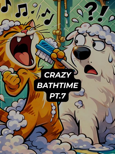 Pt.7 I Orange cat is singing while having a bath with its dog friend #orangecatbehavior #viralvideostiktoks #orangecat #catdog #bathtime