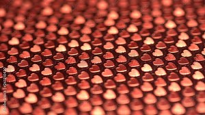 Hearts background made of real material, Valentine Day red hearts rotation moving background. Saint Valentines motion looped concept. UHD 4K video.
