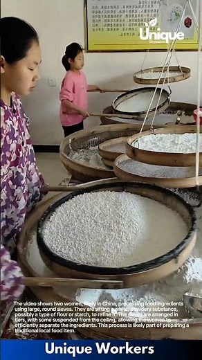 Traditional Chinese Food Processing: Sifting and Separating Ingredients for a Local Delicacy