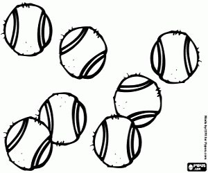 Tennis balls on the court coloring page printable game