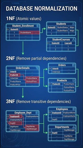 Organize Databases Like a Pro! (1NF, 2NF, 3NF) 🗄️🛡️