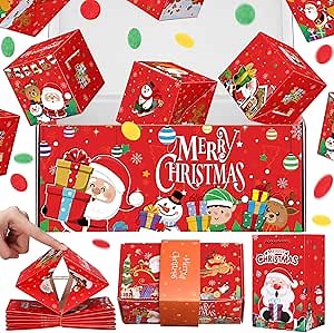 Containlol 17 Pcs Christmas Gifts Boxes Surprise Gift Box Explosion Box Set with Confetti Christmas Folding Bouncing Gift Boxes Surprise Pop out Money Box for Cash Christmas Birthday Party Supplies