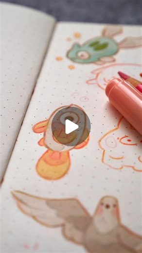 Olga Ortiz on Instagram: "🐟Blob!! Hope you're having a lovely Sunday! ✨ My Procreate brushes, color palettes, drawing tutorials, newsletter and more on my shop. Link in my profile 💖 #copicmarkers #markerart #cutedrawings #markerdrawing"