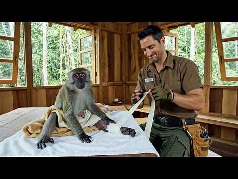 We Saved a Baby Monkey Crying in Pain, Trapped Alone in the Middle of the Forest