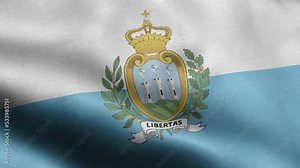 Flag Of San Marino - San Marino Flag High Detail - National flag San Marino wave Pattern loopable Elements - Seamless loop - Highly Detailed Flag - The flag of fluttering in the wind - Highly detailed