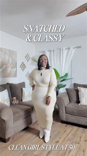 How to Style Winter White Over 50! ❄️ Snatched Cream Sweater Dress OOTD #midlifestyle #falloutfits