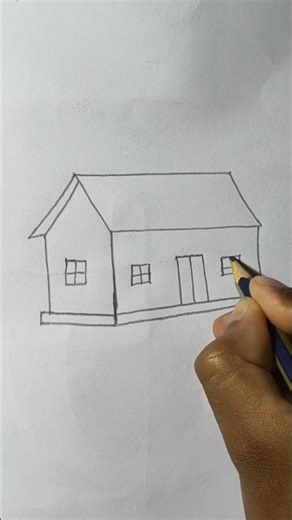 How to Draw a Simple House Step by Step | Easy Home Art for Beginners #art #drawing #shorts #viral