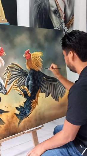 Pintura al óleo #gallos 🎨 #arte #parati | Elí Mendez