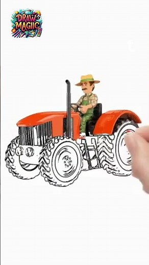 Farmer Tractor Drawing, Coloring & Painting For Kids | How To & Style | Art Tutorial | Draw Magic