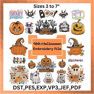 100  Halloween Embroidery Design, Machine Embroidery Files (instant Download, 11 Sizes) - Etsy