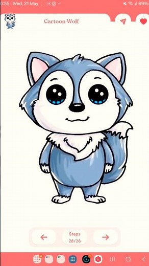 cartoon wolf drawing and colouring 😉