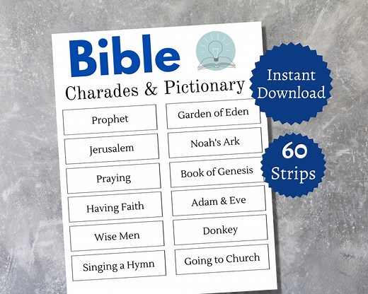 Bible Charades, Bible Pictionary Cards, Printable Christian Games for Kids, Teens, and Adults - Etsy