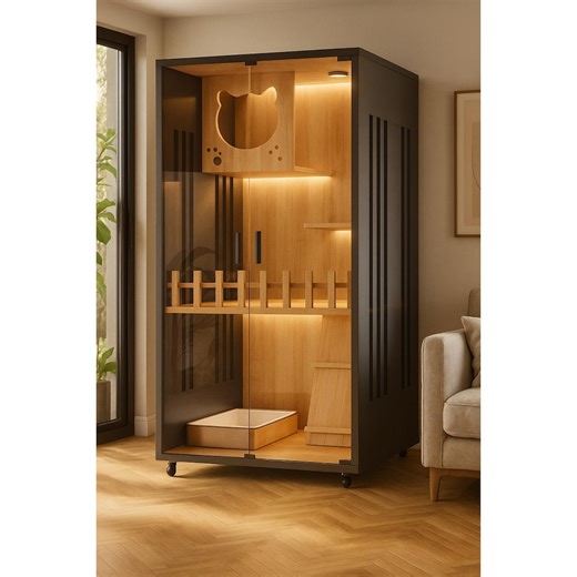 Luxury Modern Wooden Cat Condo, Modern Luxury Indoor Cat Villa, Large Indoor Wooden Cat House, Luxury Indoor Cat House - Etsy Ireland