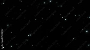 3d blinking white glowing stars particle overlay background. Night starry sky galaxy with blinking particles glittering lights. Isolated black. Animation 30fps 4k looped