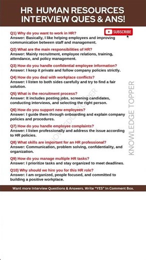 Human Resources HR Interview Questions and Answers - Most Important