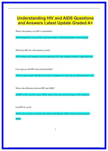 Understanding HIV and AIDS Questions and Answers Latest Update Graded A627 636x882
