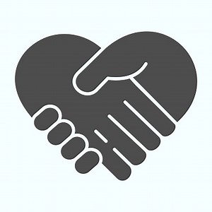 Support solid icon. Handshaking forming a heart vector illustration...
