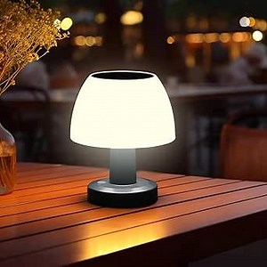 Solar Outdoor Table Lamp, Portable LED Cordless Lamps with 4 Lights, Warm Lights with Rechargeable Battery for Indoor, Outside, Patio, Garden, Bedroom, Living Room (1Pack)