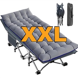 Slsy Oversized XXL Folding Camping Cot for Adults 900lbs, 32" XXL Wide Heavy Duty Outdoor Sleeping Cot Foldable Guest Bed with 2 Sided Mattress & Carry Bag