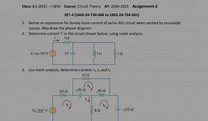 Class: B.E.(EEE)-I-SEM Course: Circuit Theory AY: 2024-2025 Ass... | Filo