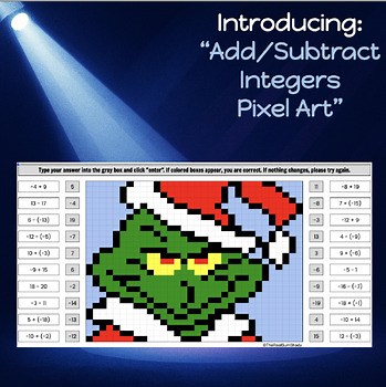 Integer Addition & Subtraction | Christmas Math Pixel Art