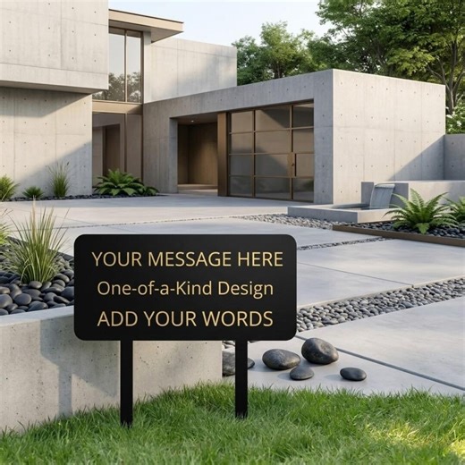 Custom Modern Metal Yard Sign, Personalized Lawn Sign, Custom Message Outdoor Sign, Minimalist Garden Decor - Etsy