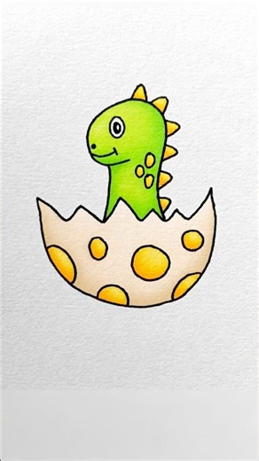Draw a dinosaur hatching from an egg ￼| easy drawing for kids #cutedino #artforkids #kidsvideo diy￼
