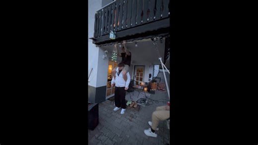 Men fall while setting up outdoor lights in Seelbach, Germany