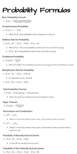 | Probability Formulas | #math #education #mathematics #stem #Probability