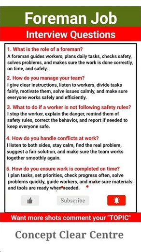 Foreman Job Interview Questions and Answers to get the Job
