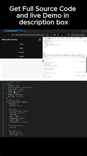 Responsive Nav Menu | HTML CSS JS Short ⚡