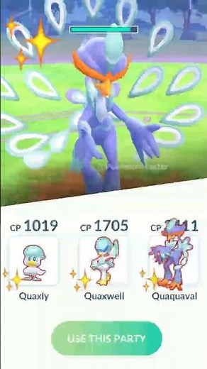 ✨ Shiny (Quaxly, Quaxwell, Quaquaval) Family vs Leader Cliff (Pokemon GO)