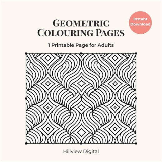 Geometric Coloring Page • Modern Line Art • Printable Adult Coloring Sheet (digital Download) - Etsy