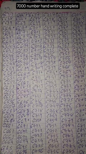 7000 number hand writing
