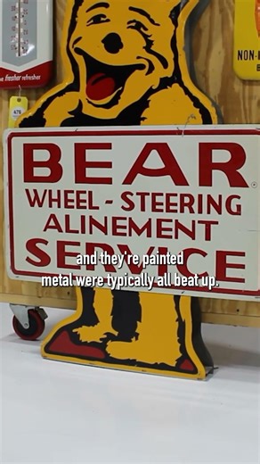 Bear Wheel Steering Alinement Service Die Cut Double Sided Tin Sign