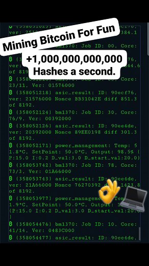Mining Bitcoin at +1,000,000,000,000 hashes a second. #Bitcoin #bitcoinmining #crypto | Donovan Sotor | Facebook
