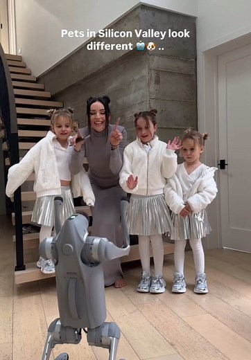 Robot Dog and Twins: Adorable Family Moments