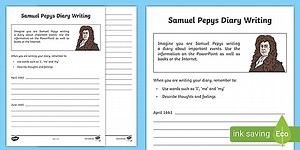 KS1 All About Samuel Pepys Diary Writing Worksheet