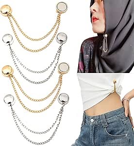 Magnetic Clothing Clips, Multi-Function Magnetic Clothing Clips, Magnetic Shirt Clips for Women Clothing, Hijab Magnets Chain, Magnetic Clothes Clips (4pcs)