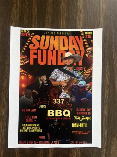 BBQ PLATE SUNDAY @ 🚨 337BBQ 🚨 LENT MENU WEDNESDAYS AND FRIDAYS BBQ Don’t miss out! Tell your kin folk 🙂‍↕️ DOORS OPEN SUNDAY: 10:30am -4:00pm ☎️337-445-4485 📍521 Avenue C in BROUSSARD, LA #337 #Lafayette #louisiana