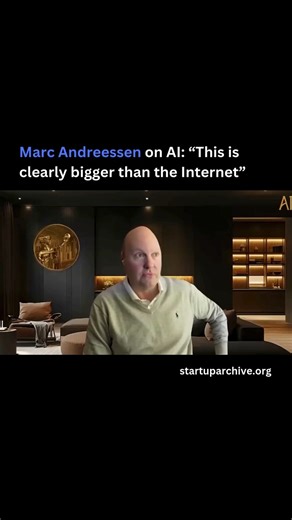 Startup Archive on Instagram: "“This is the biggest technological revolution of my life,” a16z co-founder Marc Andreessen begins. “This is clearly bigger than the Internet. The comps on this are things like the microprocessor, the steam engine, and electricity.” Marc explains: “The reason this is so big is if you trace back to the 1930s (there’s a great book called Rise of the Machines that goes through this), there was actually a debate among the people who invented the computer. They understoo