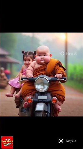 little cute monk driving bike 🥰 #viral #cute