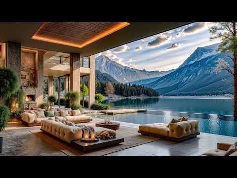 Gentle Jazz To Welcome A New Day With Energy - Soft Jazz In The Warm Living Room Of A Lakeside Villa