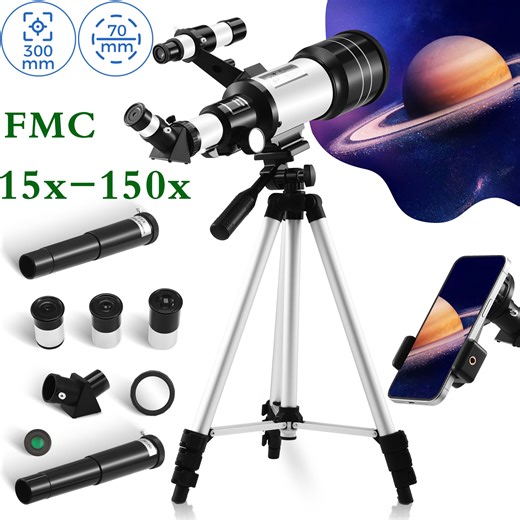 Doulami 70mm Aperture Telescope for Kids & Adults, Astronomy Beginners, 300mm Fully Multi-Coated Portable Refractor Telescopes with Phone Adapter & Adjustable Tripod